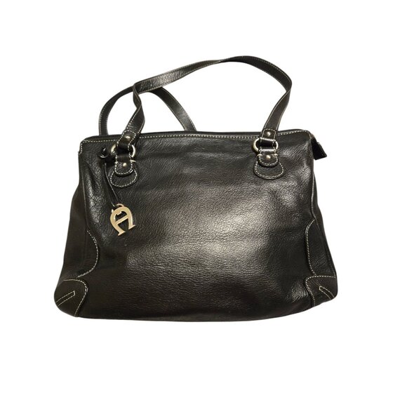 Vintage Etienne Aigner Black Leather Shoulder‎ Handbag Purse - Picture 1 of 9